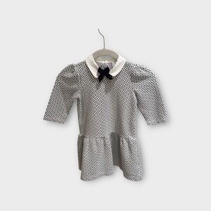 Janie and Jack Girls Dress Size 4 Black White Bow Tie Collar Party